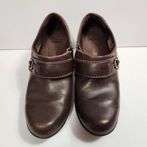 Clarks Collection Brown Leather Slip On Shoes Women's 7.5 Soft Cushion